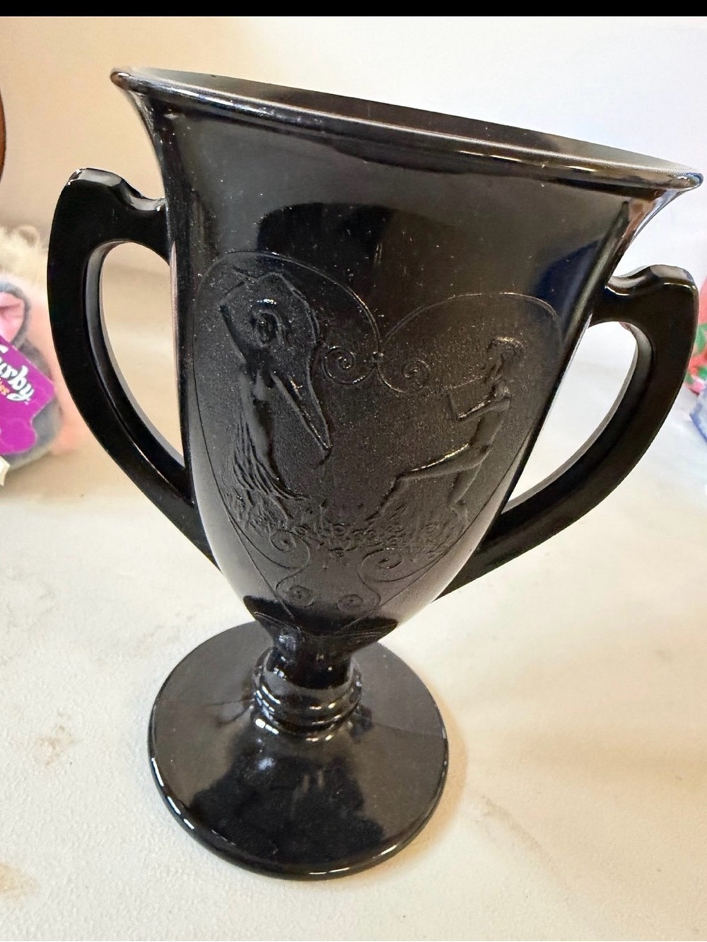 Dancing Nymphs - Black Two-Handle Decorative Footed Vase